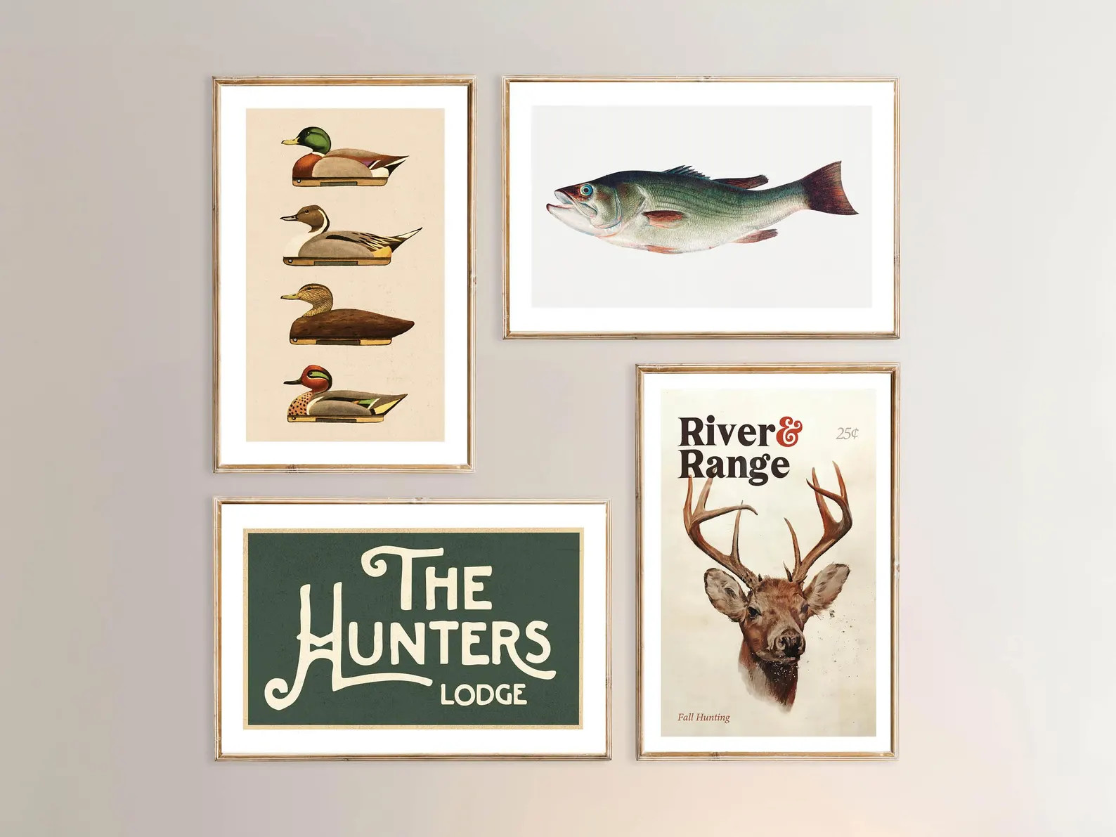 Old Time Hunting Prints Retro Hunting Art Poster Set of 4 Fishing Hunting Wall Decor Outdoorsy Ca... | Etsy (Global)