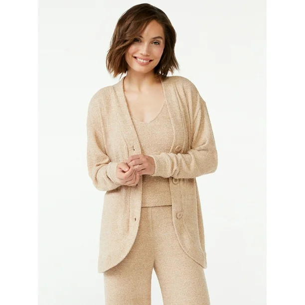 Joyspun Women's and Women's Plus Chenille Tank Top, Pants and Cardigan, 3-Piece Set, Sizes up to ... | Walmart (US)