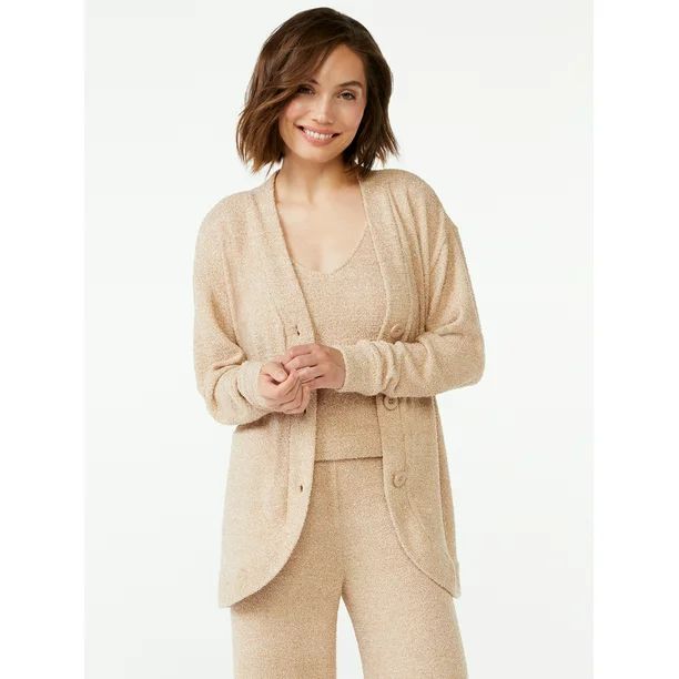 Joyspun Women's and Women's Plus Chenille Tank Top, Pants and Cardigan, 3-Piece Set, Sizes up to ... | Walmart (US)