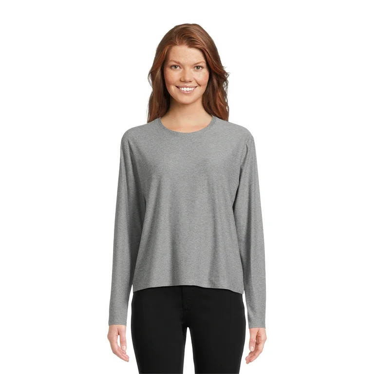 Athletic Works Women's and Women's Plus ButterCore Soft Tee with Long Sleeves, Sizes XS-4X | Walmart (US)
