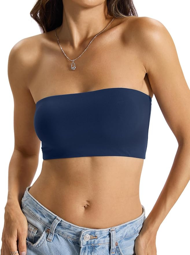 Womens Double Lined Tube Tops Crop Tank Top Non-Padded Strapless Bandeau Shirts Sexy Going Out To... | Amazon (US)