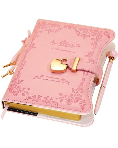 Hoci Poci Diary with Lock and Keys for Girls Gift Ideas, 360 Gold Edged Pages Journal for Women, B6 Refillable Notebook for Writing with Pen and Bookmark (Garden Pink) | Amazon (US)