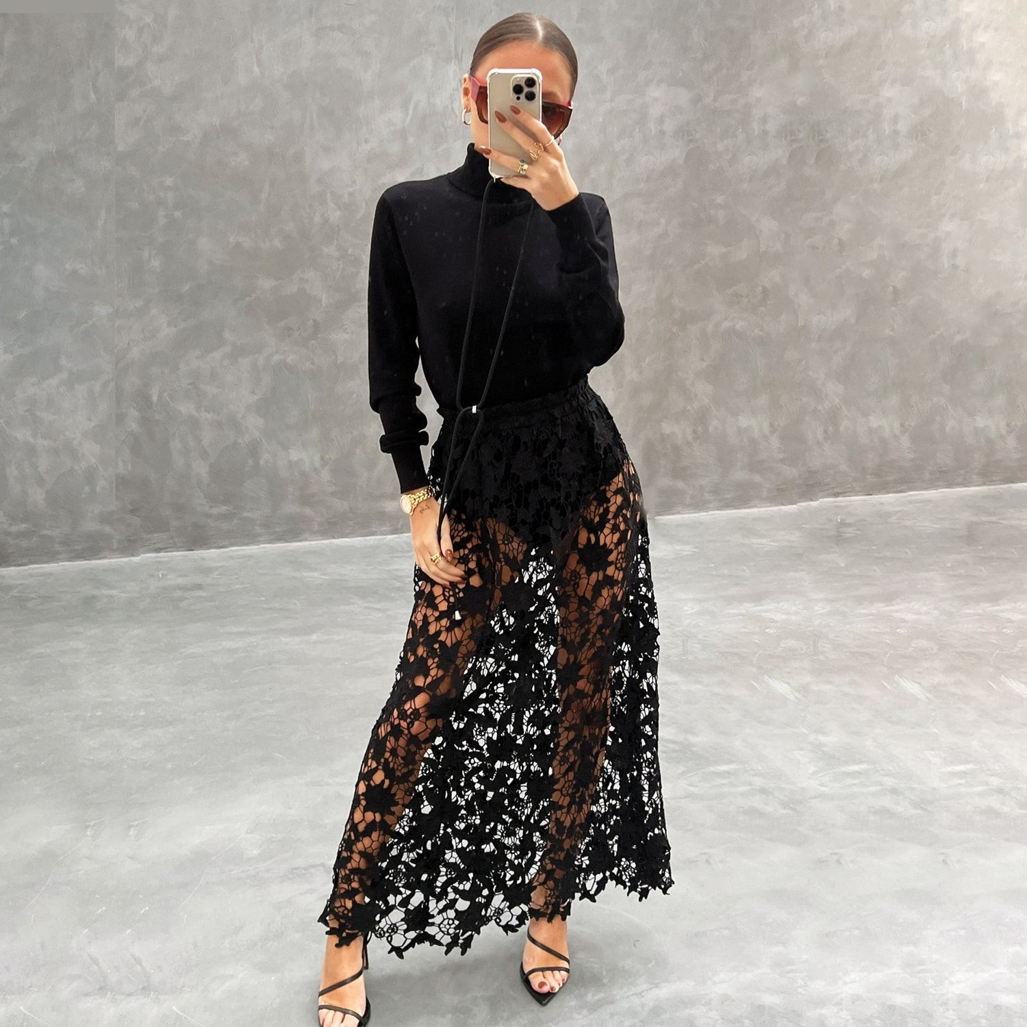 Black Lace Maxi Skirt | Never Fully Dressed (UK & IE)