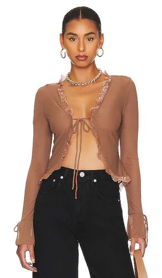 Kelsea Tie Front Top in Brown | Revolve Clothing (Global)