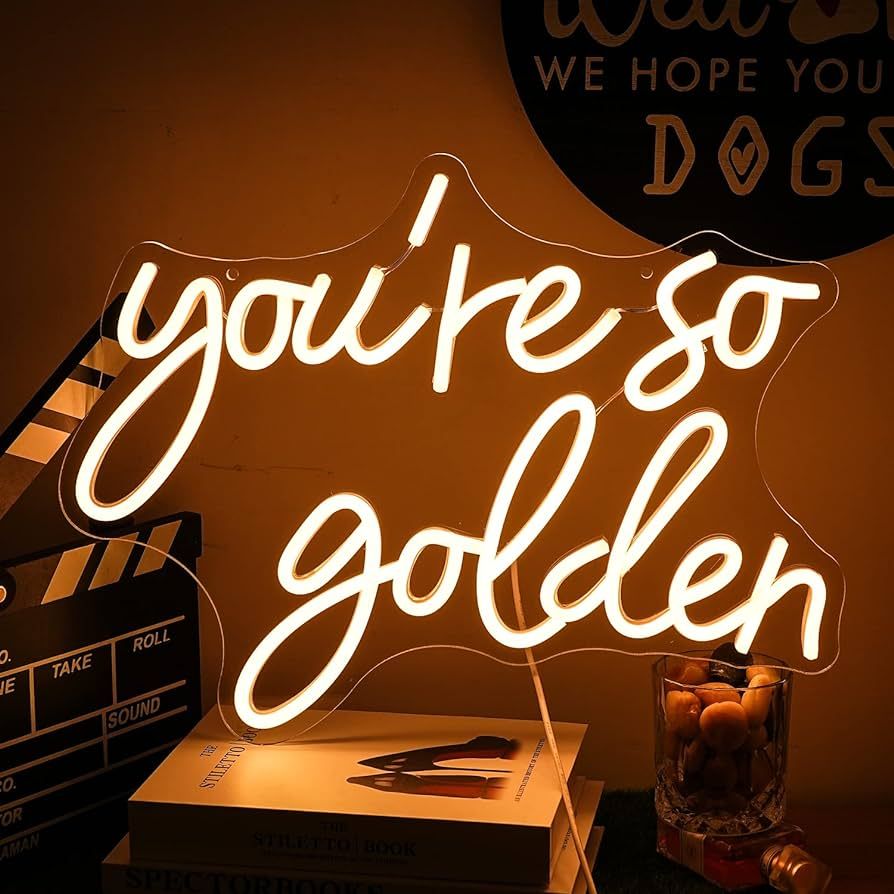 “You're So Golden” Neon Sign Warm Neon Signs Dimmable Letter Neon Lights for Wall Decor USB P... | Amazon (US)