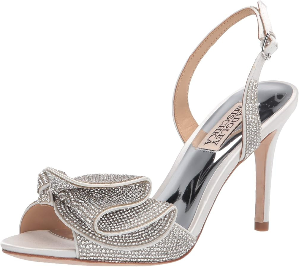Amazon.com | Badgley Mischka Women's Rennie Heeled Sandal, Soft White, 10 | Heeled Sandals | Amazon (US)
