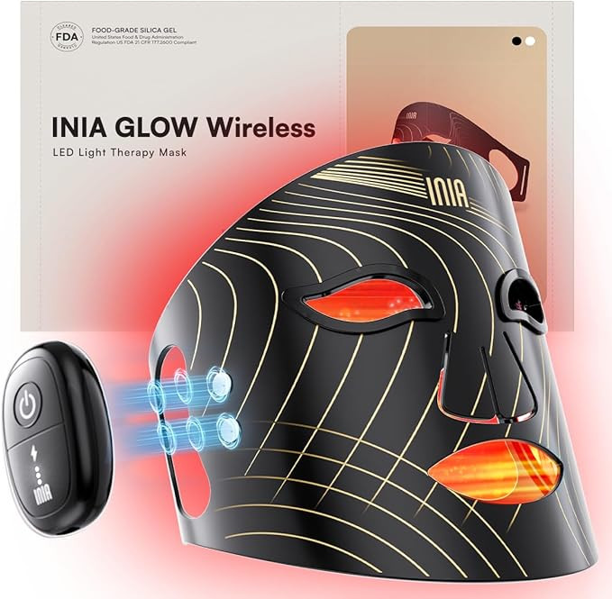 INIA Red Light Therapy Mask for Face, Glow Wireless LED Face Mask Light Therapy with Near-Infrare... | Amazon (US)