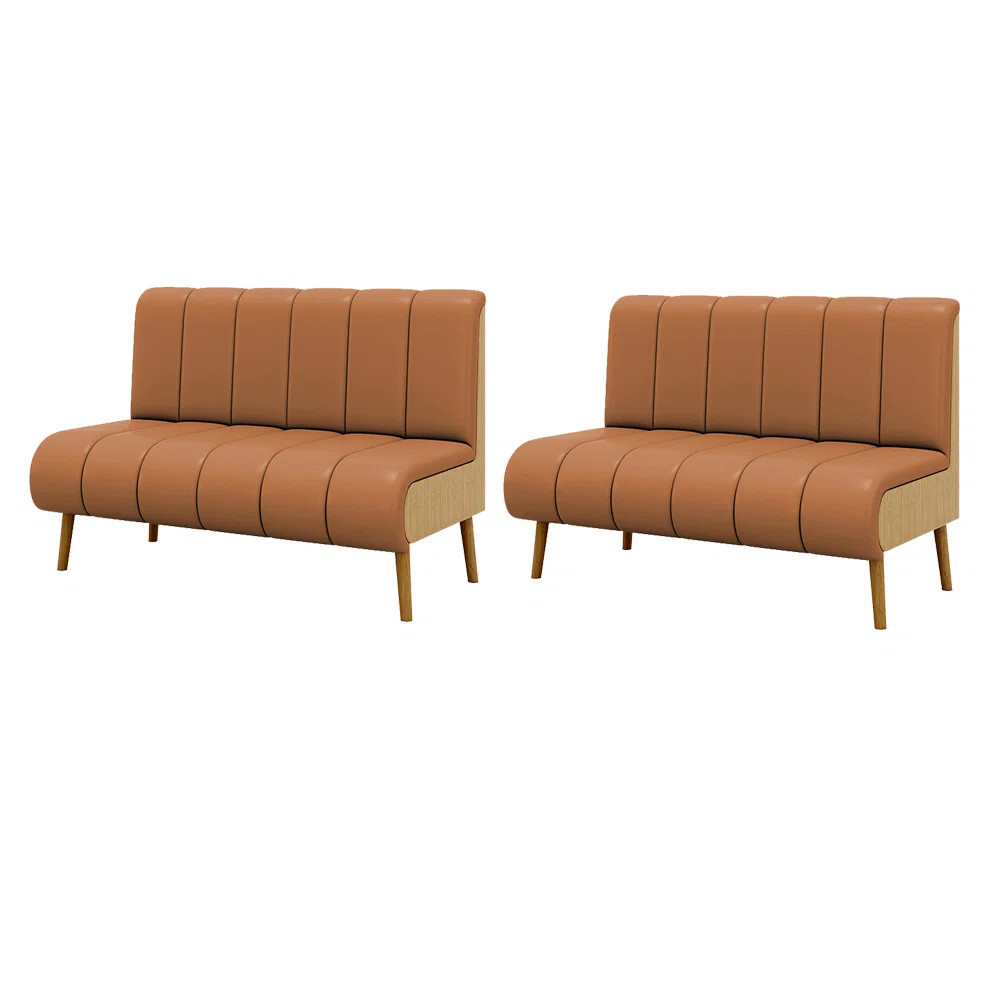 Modern Simple Cafe Dessert Shop Restaurant Bench Faux Leather Upholstered Bench (Set of 2) | Wayfair North America