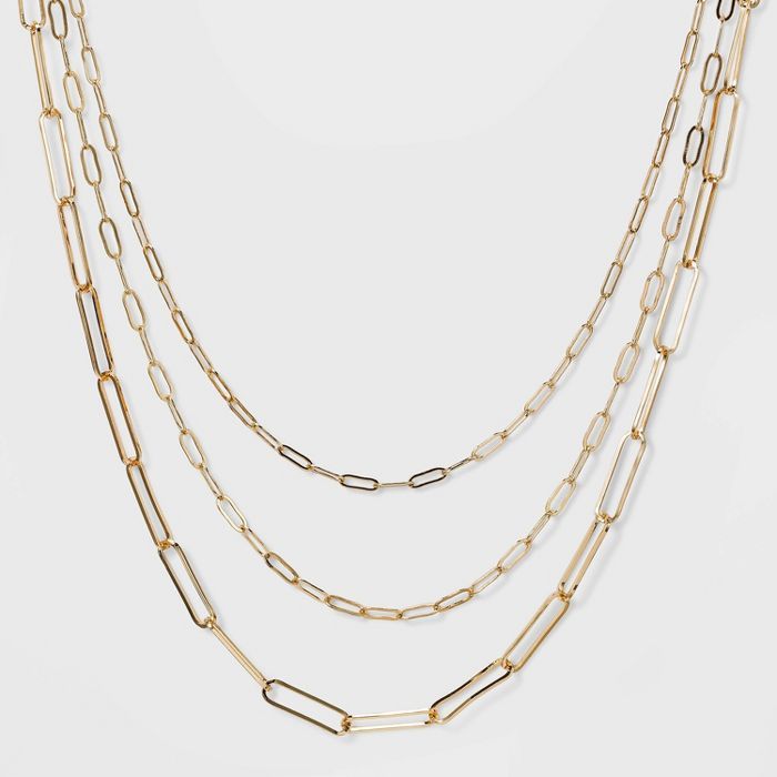 3 Row Paperclip Chain Necklace - A New Day™ | Target