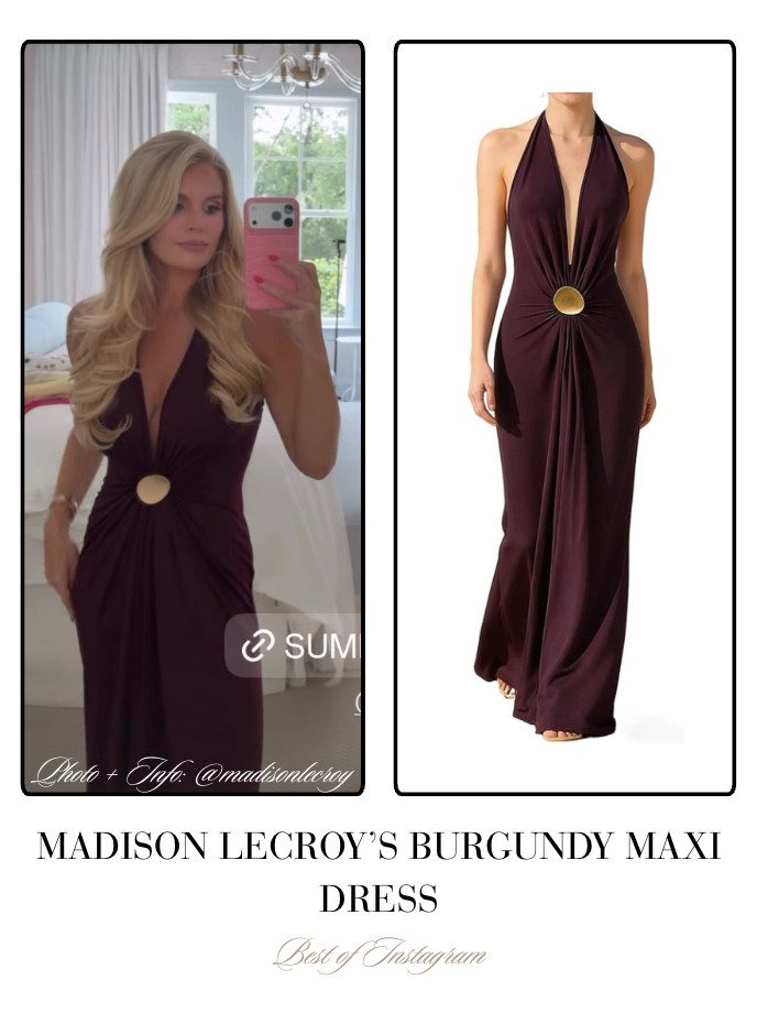 Madison LeCroy's Burgundy Maxi Dress 📸 + Info: @madisonlecroy 

 
