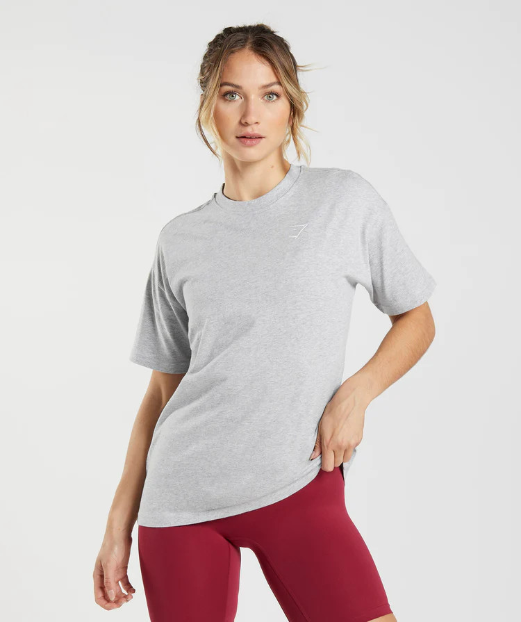 Gymshark Training Oversized T-Shirt - Light Grey Marl | Gymshark US