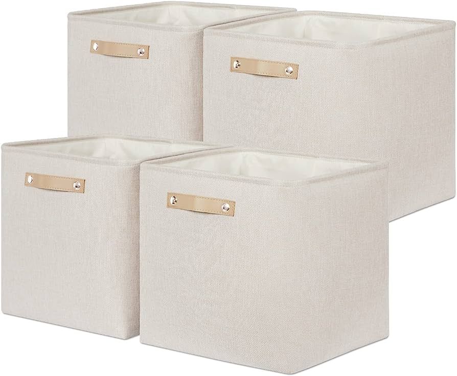 Bidtakay Fabric Storage Cubes Baskets Large 13x13 Set of 4 Soft Storage Bins for Shelves Clothes ... | Amazon (US)
