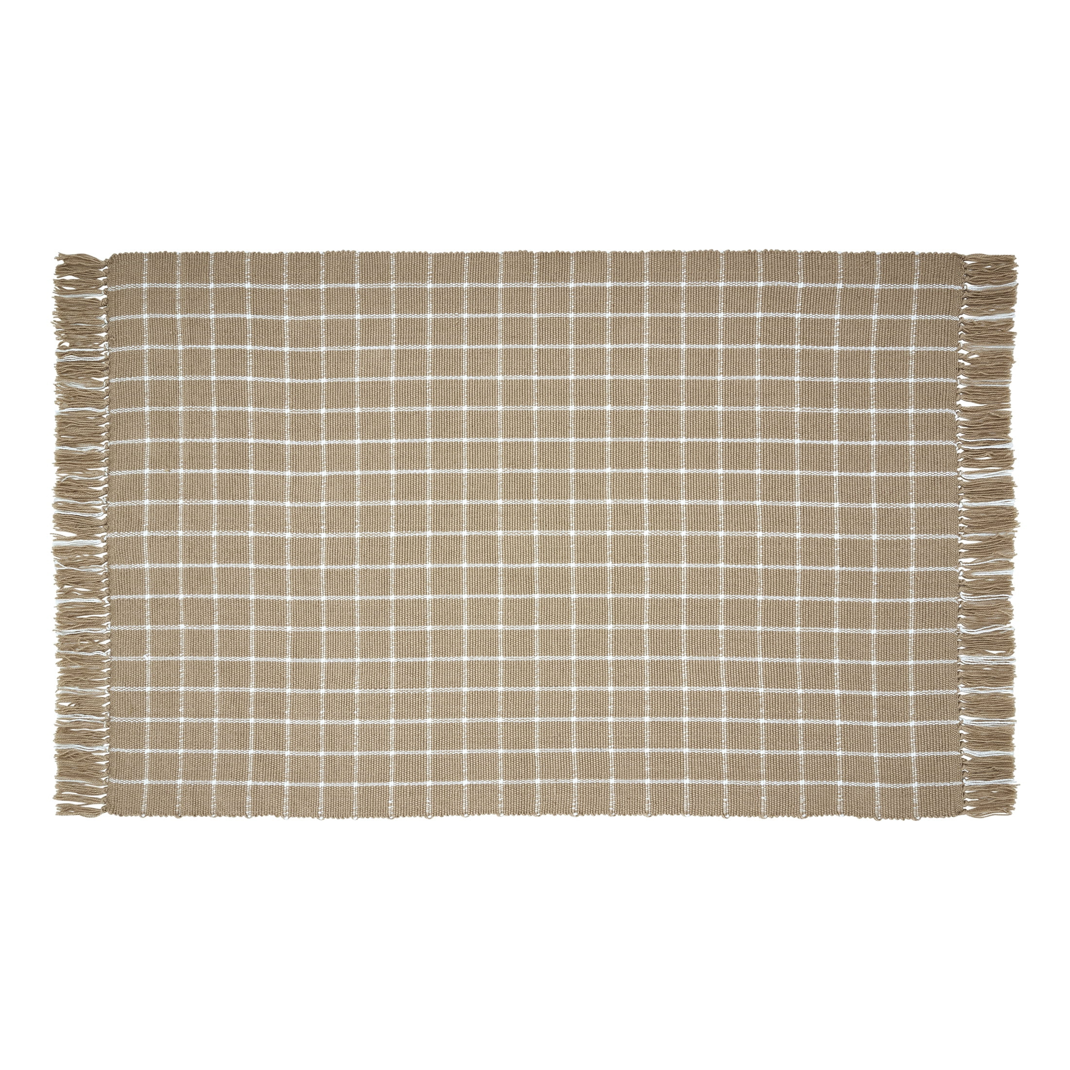 My Texas House Tan Windowpane Fringe Indoor/Outdoor Layering Rug, 38" x 58" | Walmart (US)