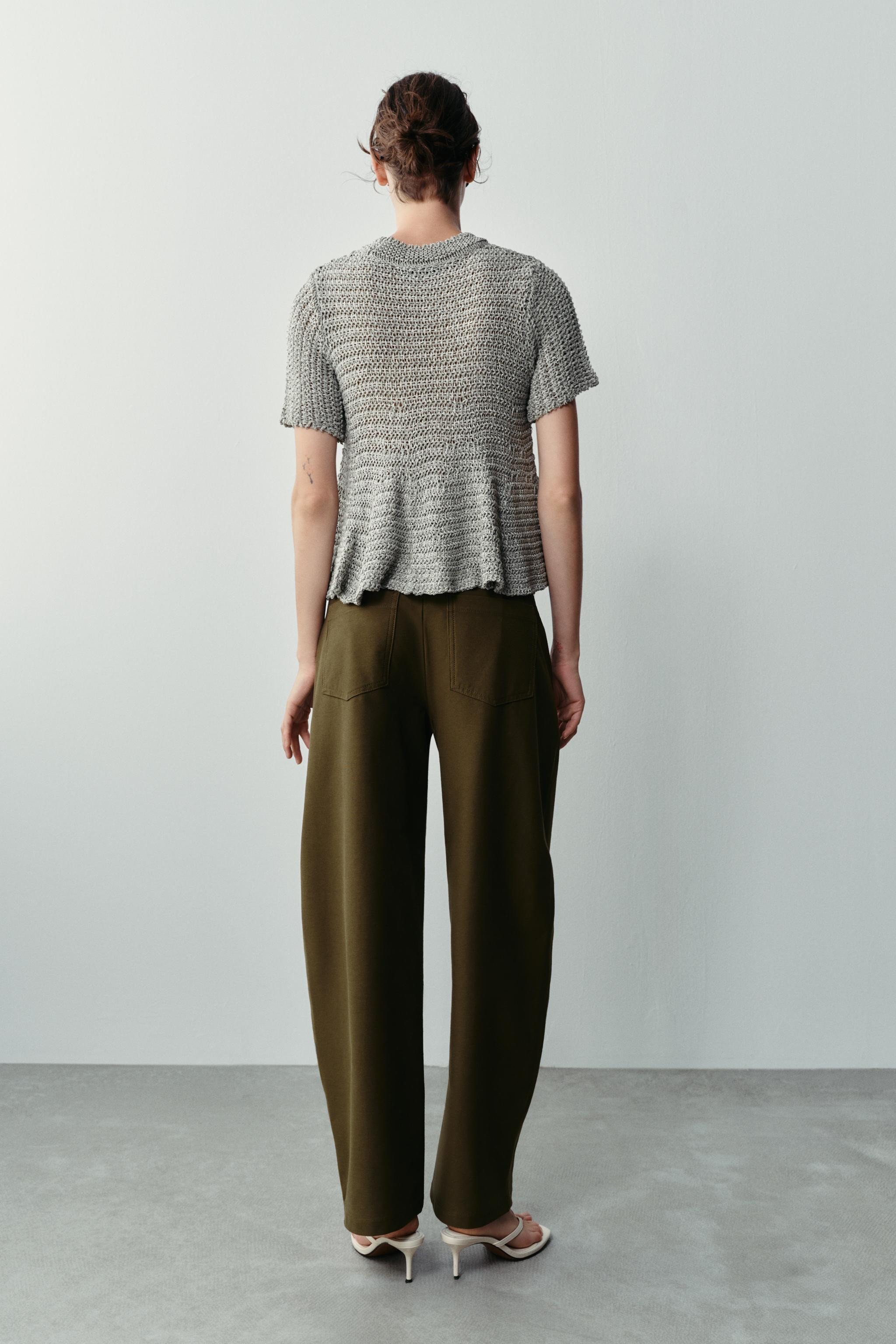 OPEN-KNIT PEPLUM TOP | Zara US