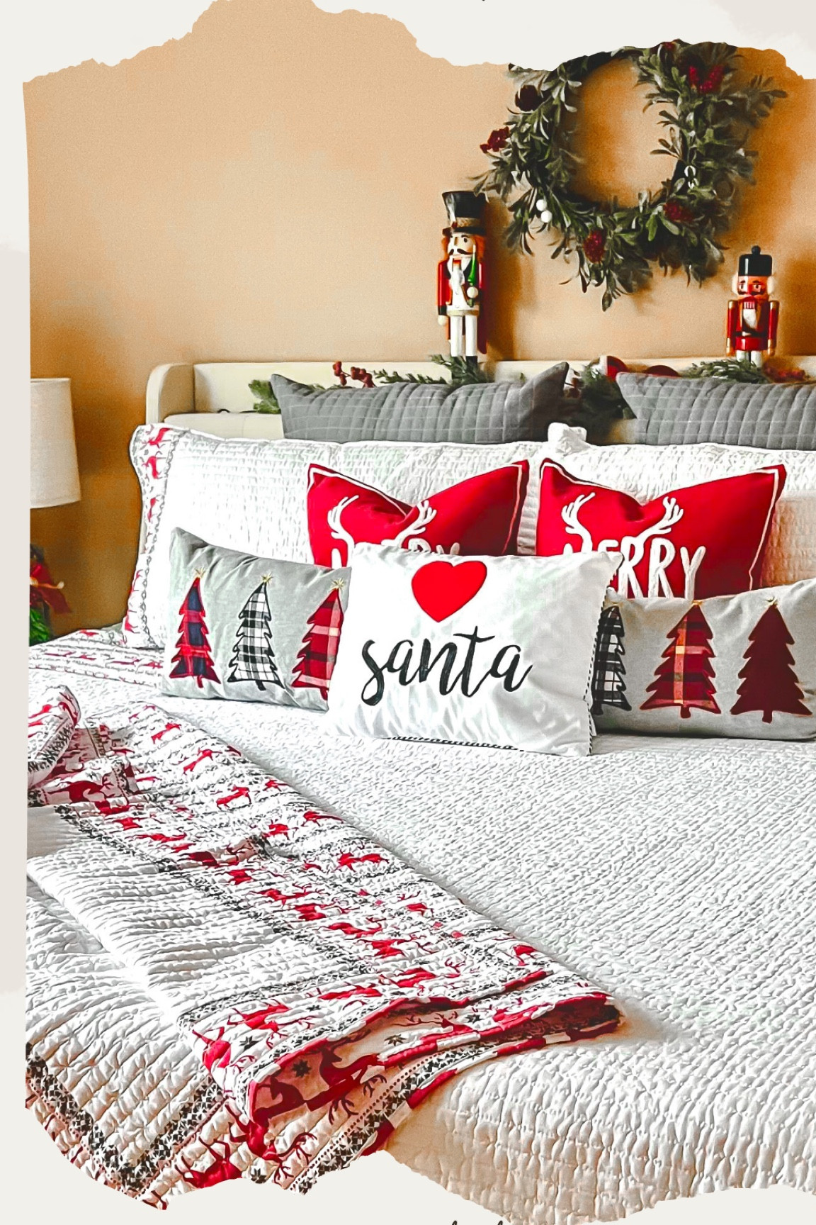 Beautiful Christmas bedding! A must have at the holidays for guests! 

#LTKHoliday #LTKGiftGuide #LTKSeasonal