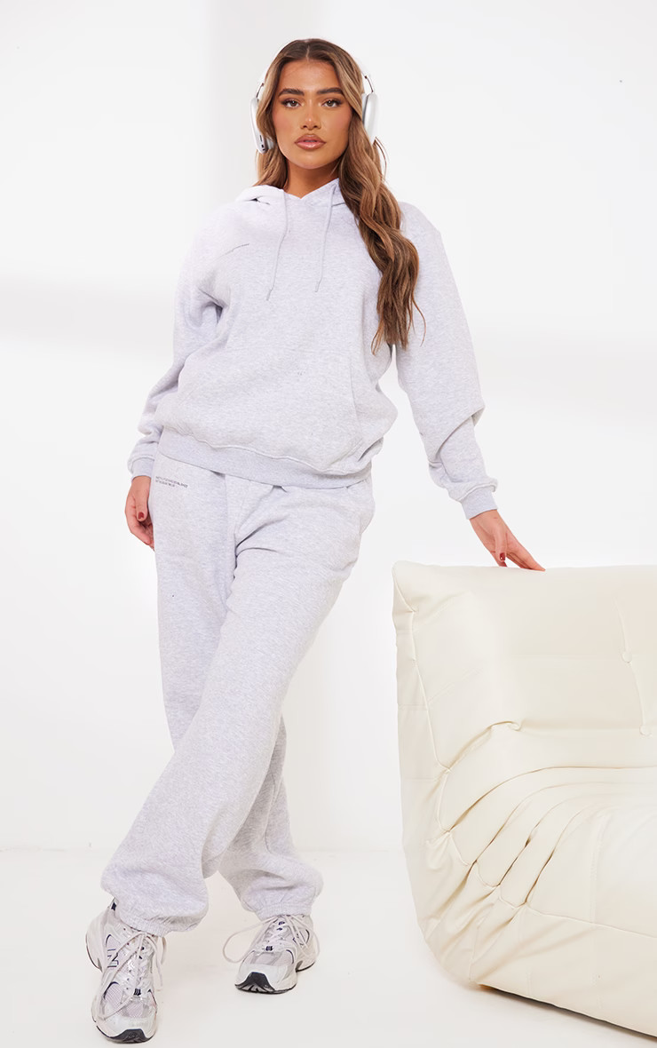 PRETTYLITTLETHING Logo Ash Grey Est 2012 Cuffed Sweatpants | PrettyLittleThing US