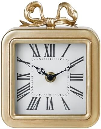 NIKKY HOME Gold Table Clocks, Table Clock Decor with Bow Metal Desk Clock Vintage Desk Clocks Sil... | Amazon (US)
