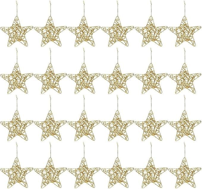Juvale 24 Pack Gold Star Ornaments for Christmas Tree, Bulk Holiday Decorations (6 Inches) | Amazon (US)