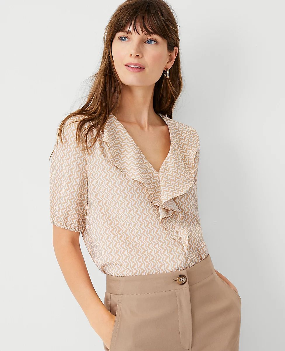 Geo Drape Front Blouse | Ann Taylor (US)