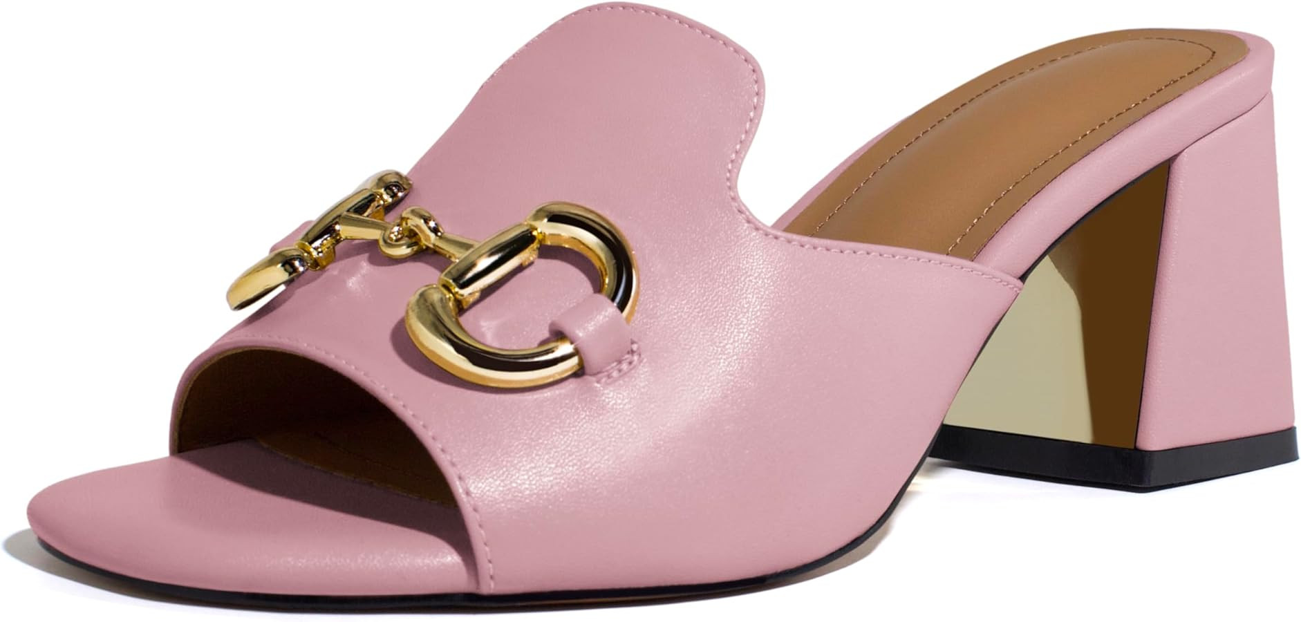 anteikira Women's Square Open Toe Buckle Sandals Slip On High Chunky Block Heel Mules Backless Hi... | Amazon (US)