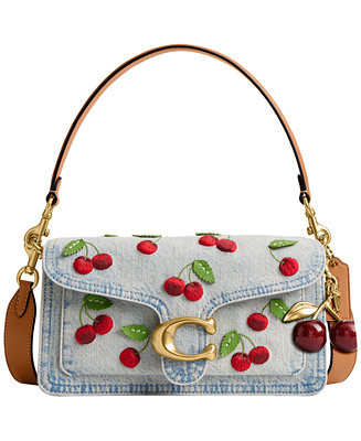 Tabby Medium Denim Cherry Embroidery Shoulder Bag 26 | Macy's