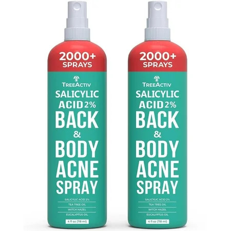 TreeActiv Salicylic Acid Back & Body Spray Back Solution For Women And Men Body Spray with Tea Tree Oil Fast-Drying Back Spray Fine Mist Back Treatment Spray 4oz 2-pack C3 | Walmart (US)
