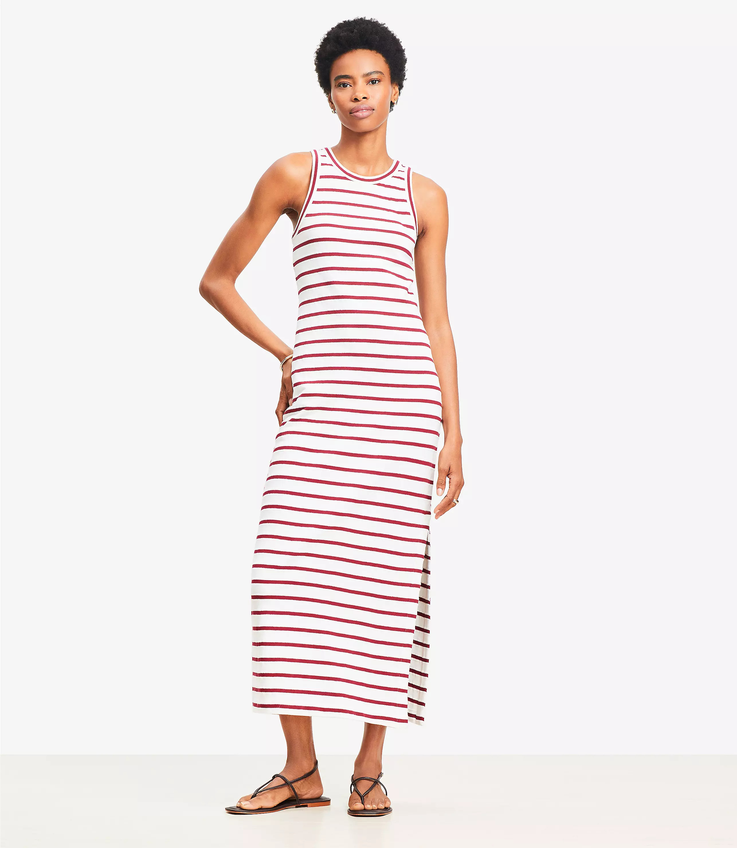 Striped Racerback Midi Dress | LOFT