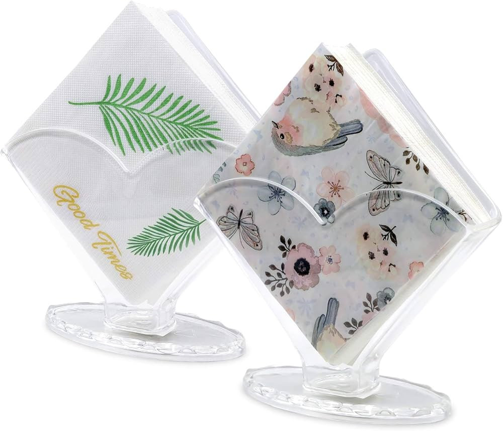 Acrylic Napkin Holder 2 Pack - Modern Clear Napkin Caddy for Tables & Kitchen Decor | Amazon (US)