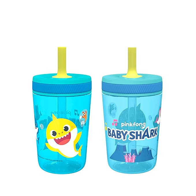 Zak Designs 15oz Baby Shark Kelso Tumbler Set, Leak-Proof Screw-On Lid with Straw Made of Durable... | Amazon (US)