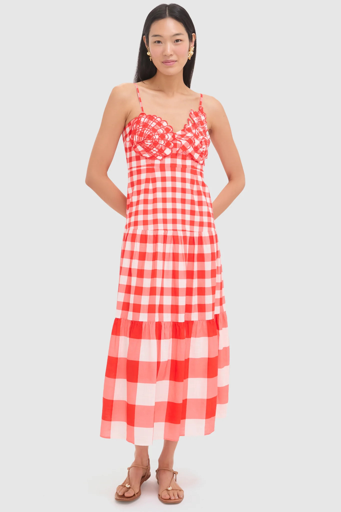 Red Gingham and Shell Taylor Midi Dress | Tuckernuck (US)