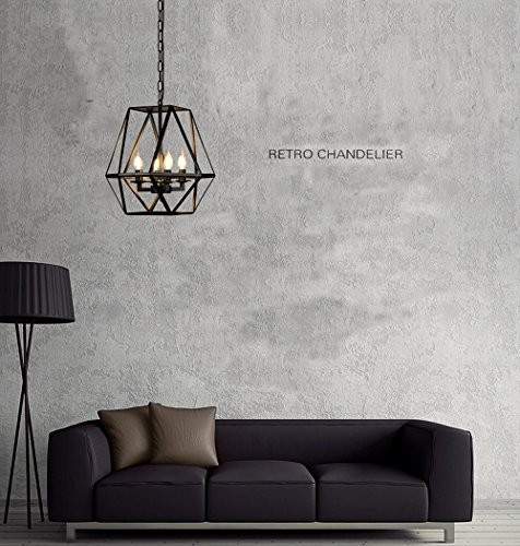 SUSUO Lighting Industrial Vintage 4-lights Candle Chandeliers Large Size Art Deco Cage Lamp Guard | Amazon (US)