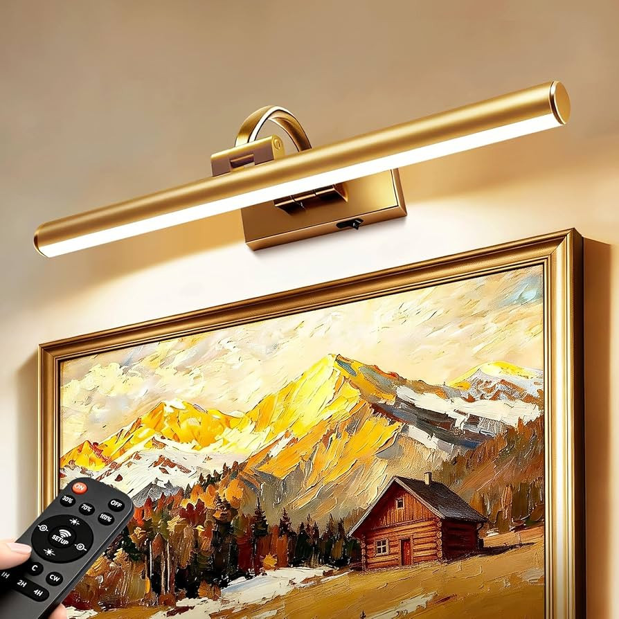 15.6" Wireless Battery Operated Picture Light, 9000mAh Rechargeable, Brass Finish with Remote, Di... | Amazon (US)