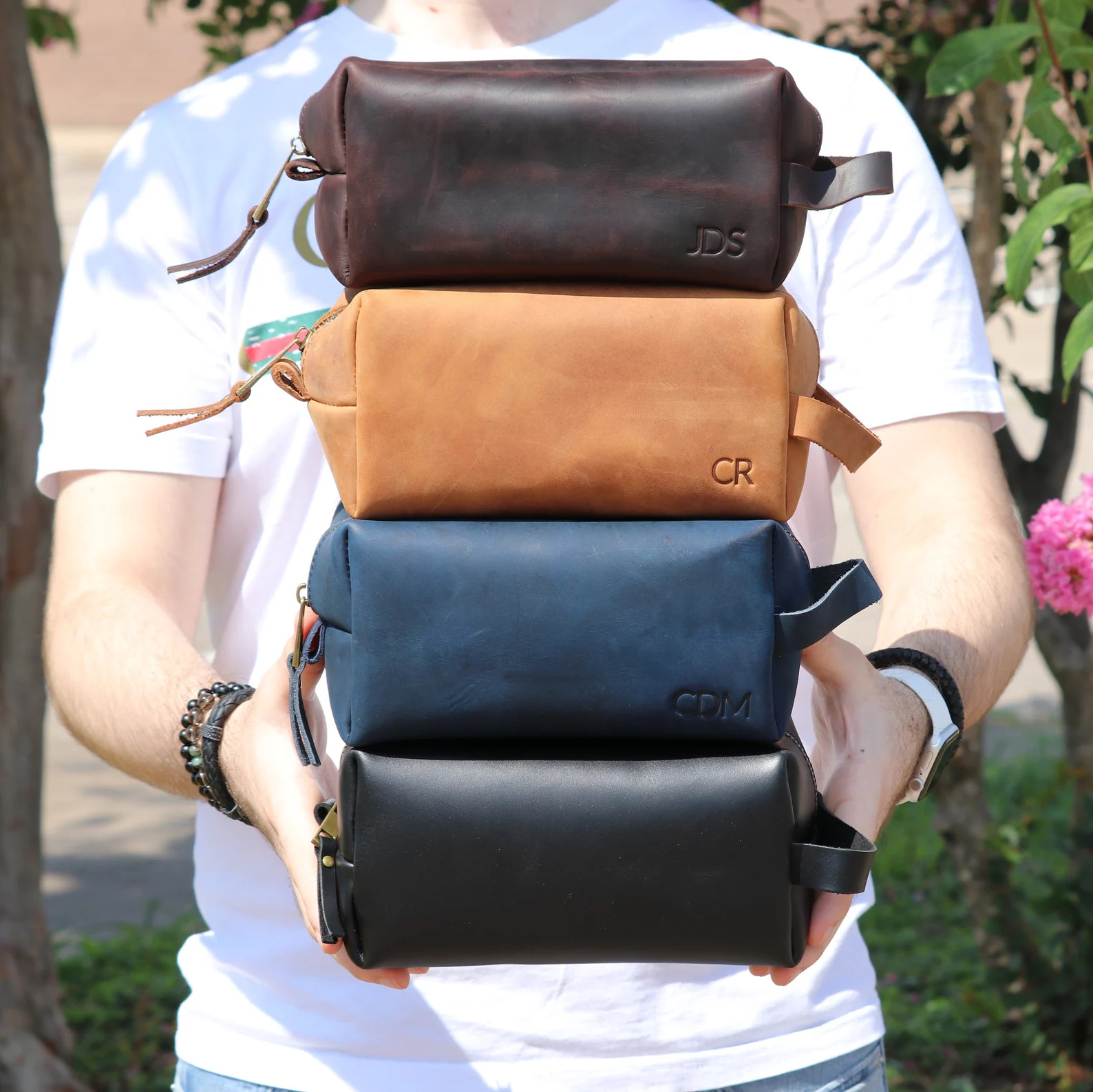 Fathers Day Gift for Dad,Personalized Leather Dopp Kit,Customized Groomsmen Gift Toiletry Bag,Mon... | Etsy (US)