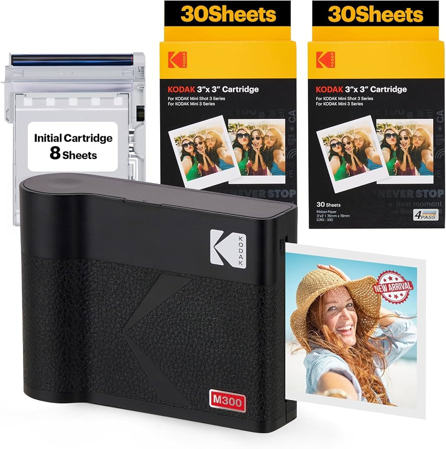 KODAK Mini 3 ERA 4PASS Portable Photo Printer (Black, Printer + Initial 8 Sheets + 60 Sheets) | Amazon (US)