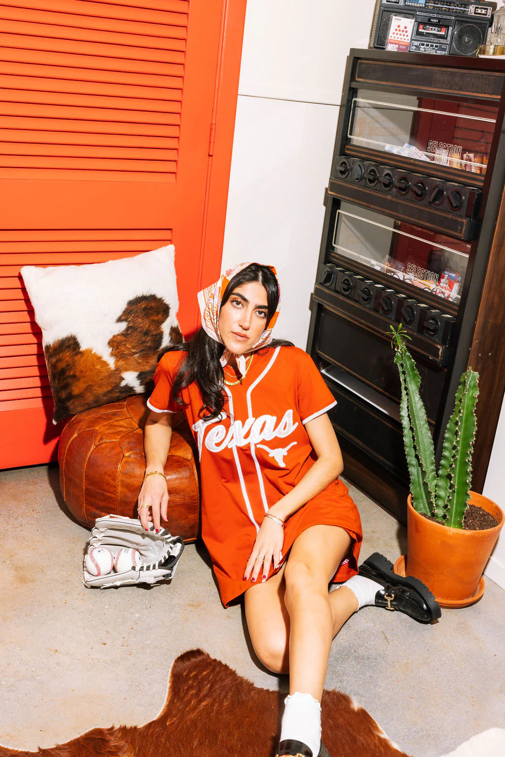 Licensed- Burnt Orange Texas Hook Em Baseball Jersey Tee Dress | Queen of Sparkles
