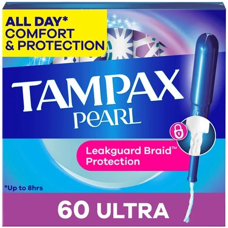 Tampax Pearl Tampons with LeakGuard Braid, Ultra Absorbency, 60 Count | Walmart (US)