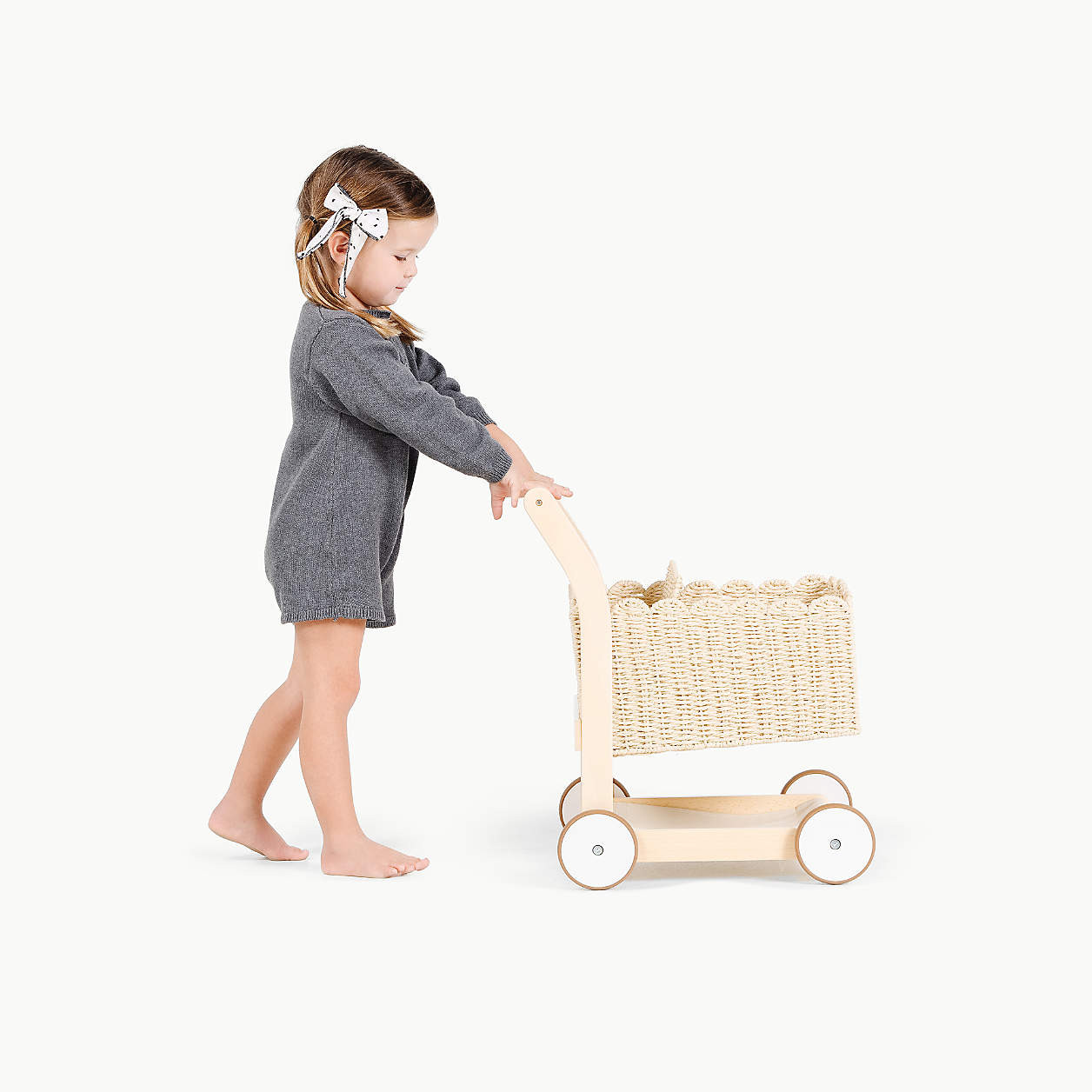 Gathre Toddler Wooden and Wicker Shopping Cart Toy + Reviews | Crate & Kids | Crate & Barrel