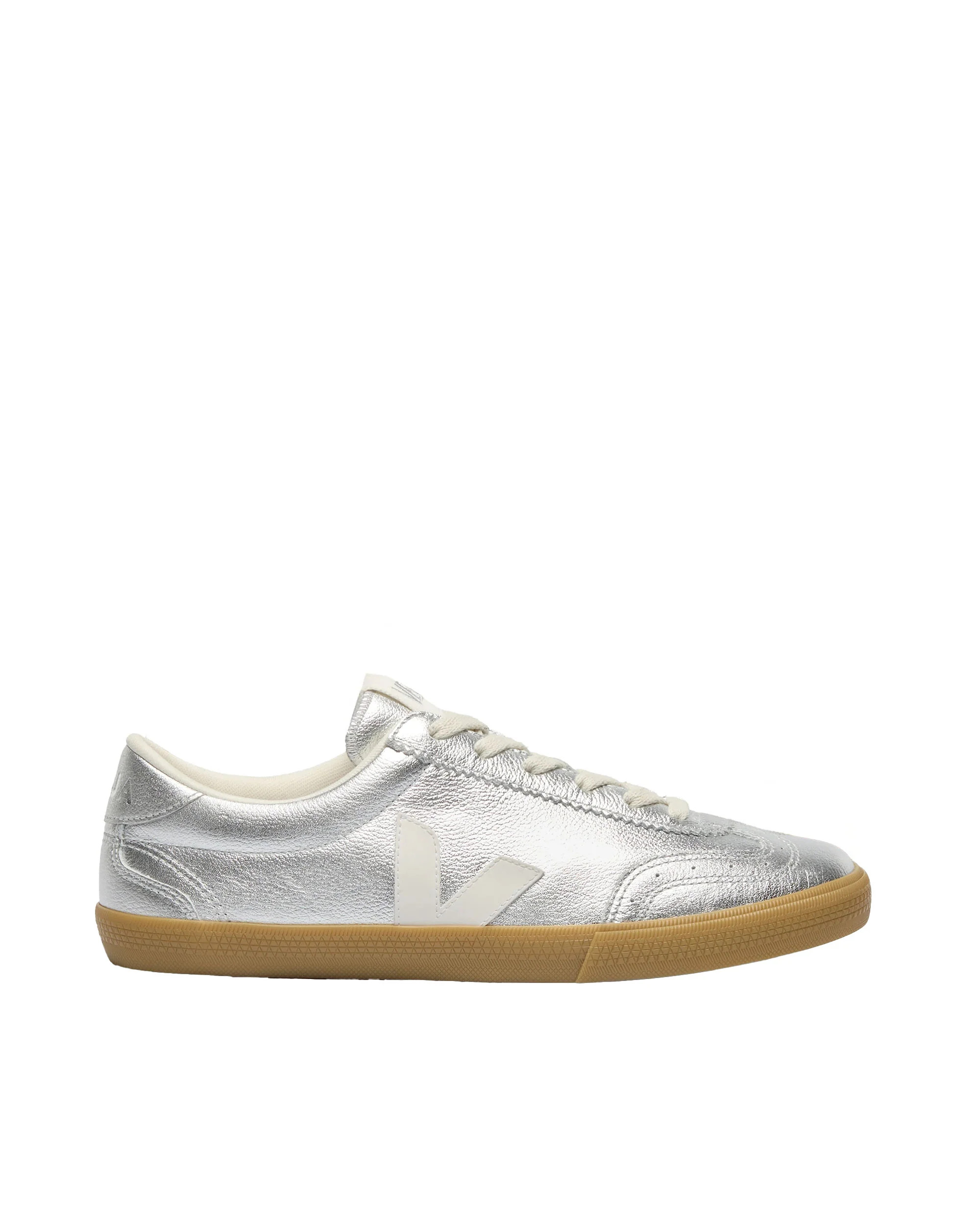 Vintage-Inspired Low-Top Sneakers in Metallic Silver | Shop Simon
