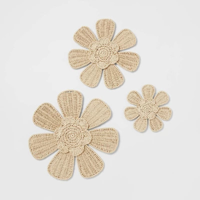 3pc Woven Flower Kids' Wall Décor Set - Pillowfort™ | Target