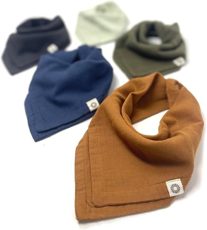 Kishu Baby Indi GOTS Organic Muslin Baby Bandana Bibs Set, 4-Way Reversible Drool Bib Set | Amazon (US)