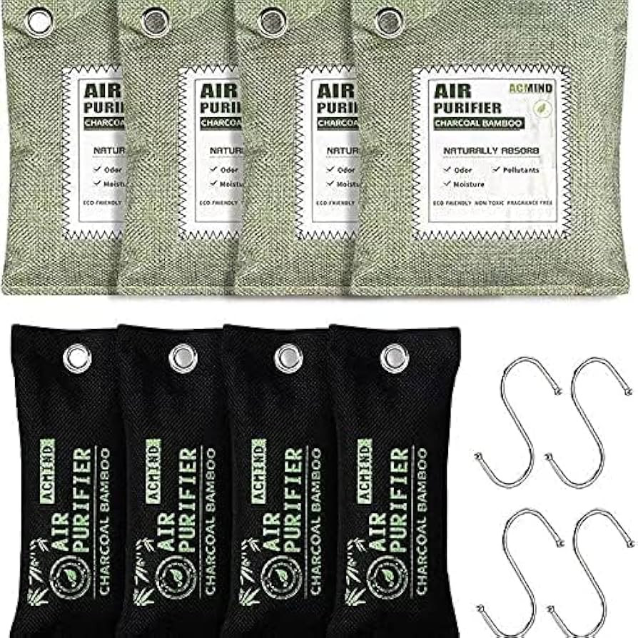 Activated Carbon Bamboo Charcoal air Purifier,Air purification bag 4 Packs × 200g, 4 Packs × 10... | Amazon (US)