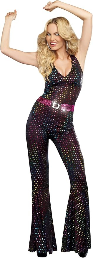 Dreamgirl Adult 70s Disco Costume for Women, Disco Jumpsuit, Disco Doll Halloween Costume | Amazon (US)