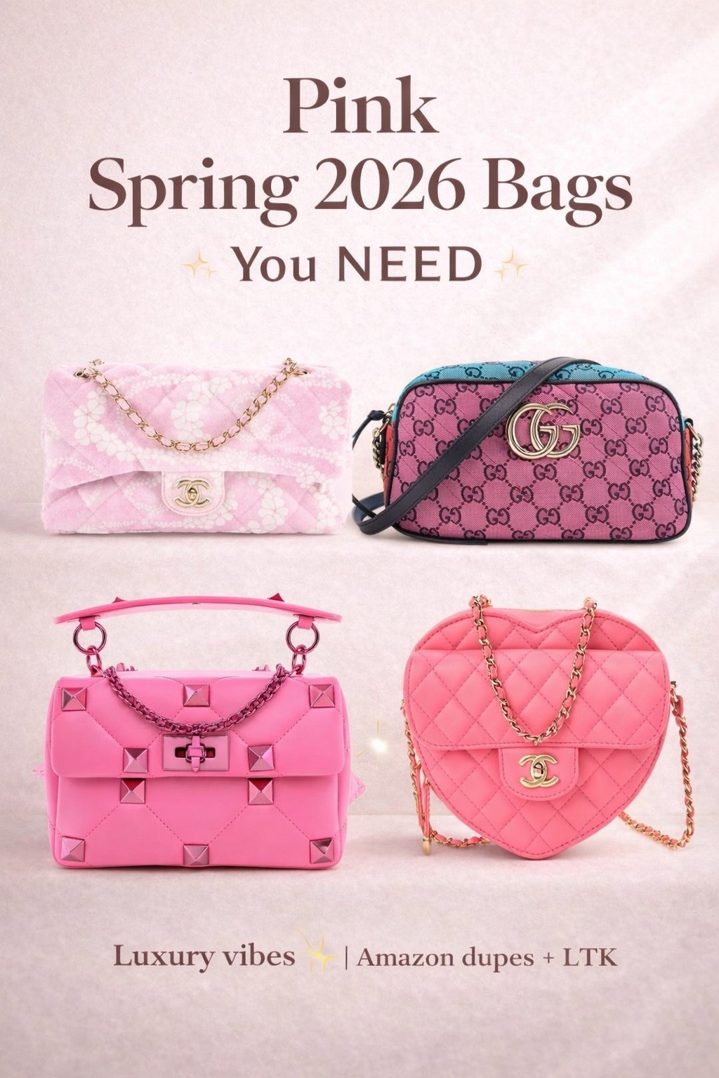 Pink is having a MOMENT 💕✨
Spring 2026 bags that give designer energy without the designer price.

From quilted classics to bold statement pinks… these are the pieces that instantly elevate ANY outfit — even jeans + a tee.

💖 The vibe: soft luxury, feminine, effortless
💖 The goal: look expensive without overspending

I linked the best Amazon dupes + my exact finds so you can get the look for less 👇
Trust me… these won’t stay in stock.

#LTKStyle #LTKFinds #LTKItBag #SpringStyle #LuxuryForLess #AmazonFinds #PinkAesthetic