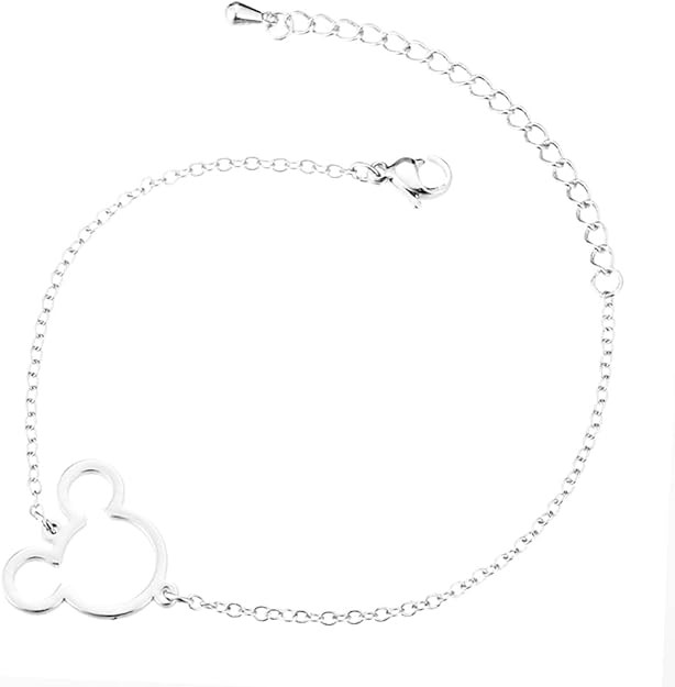 Cute Mouse Bracelets for Women Stainless Steel Silver Plated Cartoon Animal Adjustable Chain Ankl... | Amazon (US)