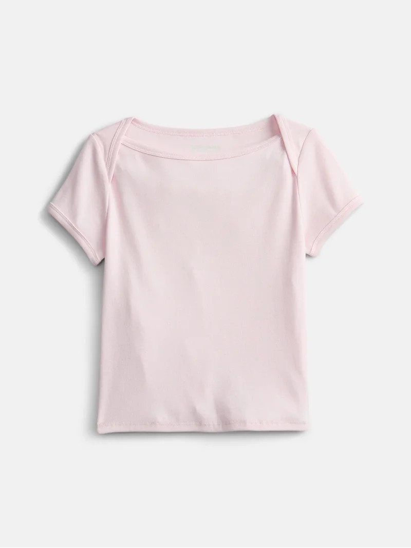 Weekend Academy Girls Boat Neck Tee with Short Sleeves, Sizes 4-18 | Walmart (US)