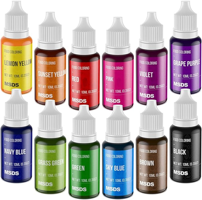 Food Coloring Set - 12 Color Food Grade Vibrant Food Dye Tasteless Liquid Color for Cake Decorati... | Amazon (US)