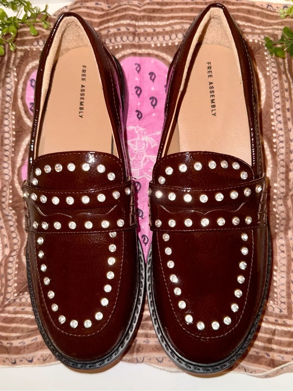 Free Assembly Women's Burgundy Studded Loafers | Poshmark