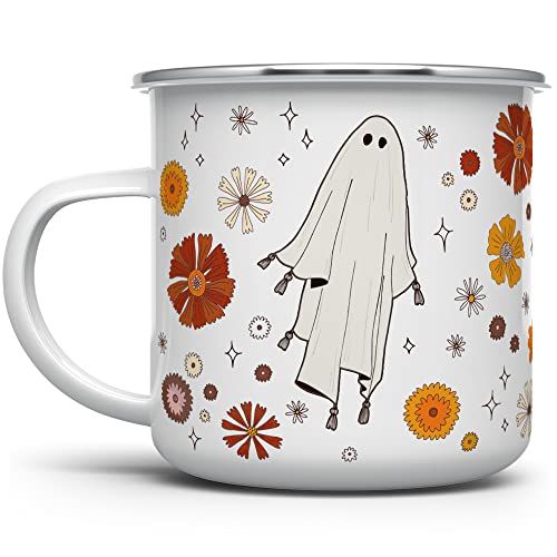 Amazon.com: Retro Ghost Halloween Campfire Coffee Mug, Spooky Fall Season Outdoor Camping Cup (12... | Amazon (US)