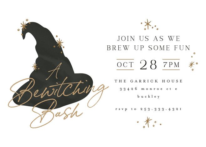 "wizard halloween" - Customizable Holiday Party Invitations in Black by Angela Garrick. | Minted