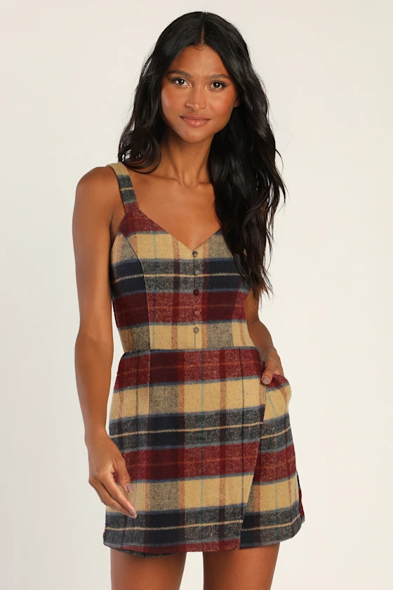 Skort Order Navy and Red Plaid Sleeveless Romper | Lulus (US)